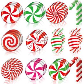 Seajan 200 Pcs Christmas Candyland Cutouts Christmas Candy Cutouts for Bulletin Board Decoration Peppermint Cutouts for Christmas Candy Themed Party Birthday Classroom Home Window Wall Supplies