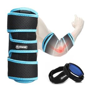 Elbow Brace, Tendonitis and Tennis Elbow pain Relief, Adjustable Stabilizer with Splint for Ulnar Nerve Entrapment and Cubital Tunnel Syndrome, Arm Support straps for Night Sleep Fit Men& Women Black