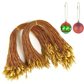 200pcs Ornaments Hangers Strings with Snaps, Silver Precut Locking Ropes Christmas Tree Hooks Hang Tag Fasteners for Xmas Decorations