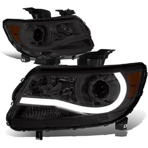 DNA MOTORING HL-LB-CCO15-BK-AM-T2 Black Amber LED DRL Projector Headlights Compatible with 15-23 Chevy Colorado