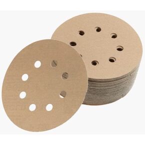 Mirka Gold 5 inch Sandpaper Discs / 8-Hole / 600-Grit / 50-Pack/Dustless Hook and Loop Sanding / 23-615-600