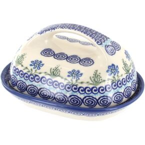Blue Rose Polish Pottery Garden of Blue Butter Dish