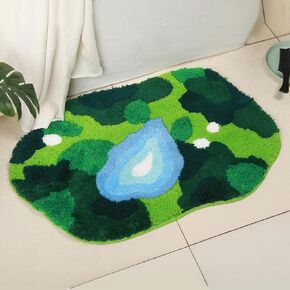 Moss Rug, Cute Moss Carpet, Washable and Soft Moss Rugs for Bedroom, Absorbent and Non-Slip Moss Bathroom Rug for Bedroom, Living Room, Bathroom