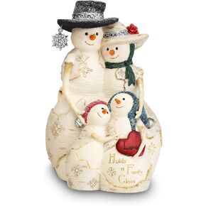 Pavilion Gift Company BirchHeart 5-Inch Tall Snowman Family, Reads Love Holds a Family Close, White