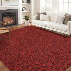Christmas Area Rug 5x7 Washable, Ultra-Thin Soft Modern Contemporary Indoor Rug for Bedroom Living Room or Dining Room, Non-Slip Throw Rug Foldable Carpet for Office Playroom, Red/Black