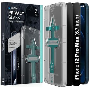 Deppa [2 Pack Privacy Screen Protector for iPhone 13 Pro Max/14 Plus (6.7 Inch) Tempered Glass 3D Full Cover with Easy Installation Kit Tray - Anti Spy, Privacy, Dark, Black Film (Video Guide)