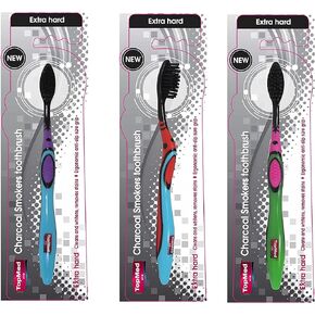 TOPMED ETS Smokers Charcoal Toothbrush Extra Hard (Color May Vary) (3 Count (Pack of 1))