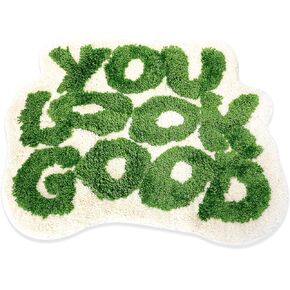 You Look Good Bath Mat - Green Kitchen Rugs Door Mats, Funny Soft Microfiber Bath Rug, Non-Slip Washable Moss Rug 25"x21"