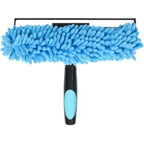 2-in-1 Window Squeegee and Microfiber Scrubber, Multi-Angle Window Cleaning Tool, Solar Panel Cleaning Brush Threaded Window Cleaner Brush for RV Windshields