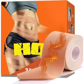 Akissos Heat Hot Kinesiology Tape Pads Pain Relief Patches Multi Purpose Kinesiology Recovery Tapes for Back, Shoulder, Knee, Joint, 1 Second Activated Heating, 24 Hours Warm, 2" Wide 16.5 Feet High