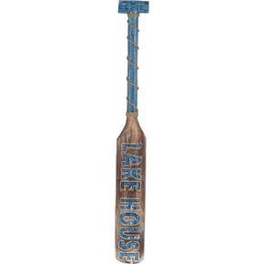 Deco 79 Wood Paddle Home Wall Decor Wall Sculpture, Wall Art 6" x 2" x 48", Blue