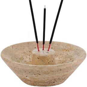 Travertine Marble Incense Holder - 5.5" Handmade Palo Santo Holder for Room Decor & Spiritual Decor - Incense Stick Holder - Aroma Stick Holder