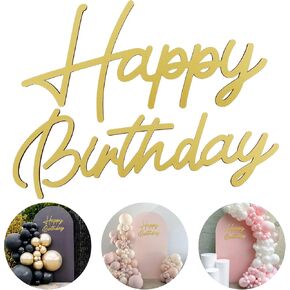 Happy Birthday Wooden Sign for Backdrop Gold Cutout Letters Plaque Happy Birthday Letters Sign for Balloon Arch Backdrop Birthday Party Baby Shower Photography Background Decorations - Gold