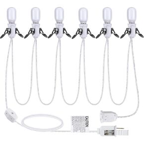 Meonum 2 Pack Accessory Cord with 6 LED T20 Bulbs, Indoor Blow Mold Light White with Switch, E12 Christmas Village House Light with Fuse, Snow Village Light Replacement Cord for Holiday Decor
