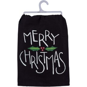 Primitives by Kathy Hand Lettered Dish Towel, 28 x 28-Inches, Merry Christmas