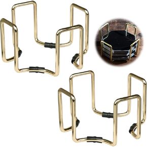 Gold Coaster Holders (2 Pack) - Iron Non-Skid & Non-Scratch Holders Protect Tabletops - Fits 5 Coasters 4" to 4.25" in Size - Octagonal Design Holds Coasters of Any Shape - Holiday Idea