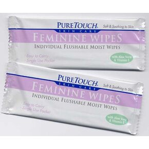 Feminine Towelettes Individual Flushable Moist Wipes 144 Single-Use-Packets