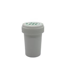 White Plastic Vials with Child-Resistant Caps, 20 Dram - 12 Per Bag