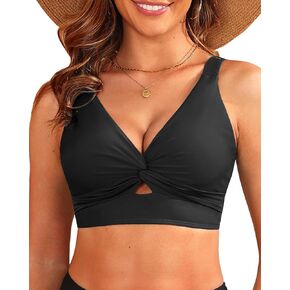 Women Bikini Top Only - Supportive Swimsuit Top Large Bust Bathing Suit Top 2025 Cut Out Twist Swim Top