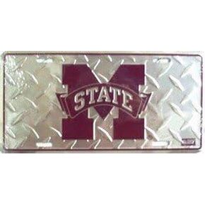Mississippi State University Bulldogs Dawg Embossed Diamond Aluminum Automotive Novelty License Plate Tag Sign