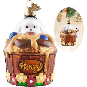Christmas Ornaments, Glass Blown Ornaments for Tree,Cupcake Collection Figurine Hanging Ornaments, Holiday Dessert Ornament Decorations for Xmas Tree Birthday Party Gifts(Cupcake&Bichon Frise)