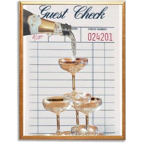 eursky Fashionable Champagne Wall Art Guest Check Wall Art Fun Champagne Retro Aesthetics Printed Poster Cocktail Disco Bar Cart Academy Decoration 12x16 Unframed in Saudi Arabia