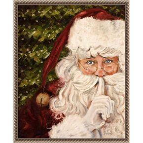 Amanti Art Framed Canvas Wall Art Print (23x28) Secret Santa by Patricia Pinto Float Framed Canvas Art for Wall Decor, Living Room, Bedroom, Bathroom, Kitchen, Office or Business Artwork (Model#