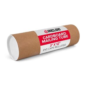 3" x 12" Reinforced Kraft Paper Mailing Tube, Pack of 1 Tube with 2 Caps – Secure USPS Approved Poster Tube – Cardboard Tube for Shipping and Storing Posters, Prints, Artwork, or Documents