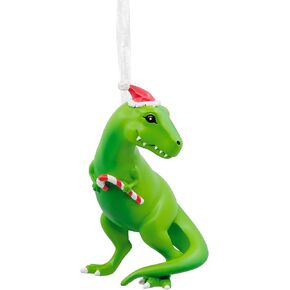 Hallmark Dinosaur in Santa Hat Christmas Ornament, Resin,Fun Tree Decoration