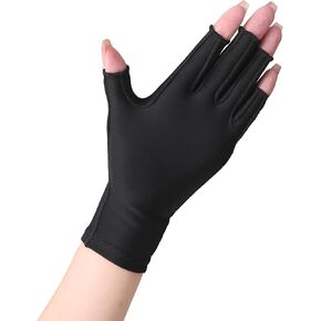 Compression Arthritis Gloves Support for Women & Men, Relieve Pain & Swelling from Arthritis, Carpal Tunnel, Tendinitis, Tendonitis, Single Glove for Left & Right Hand, Open Finger Beige Medium