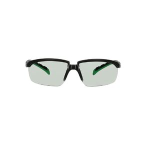 3M Safety Glasses, Solus 2000 Series, Anti-Scratch, IR Shade 5.0 Gray Lens, Black/Green Temples