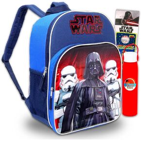 Star Wars Backpack for Boys - Star Wars School Backpack Bundle with Darth Vader 16" Backpack, Water Bottle, Stickers, More | Darth Vader School Set