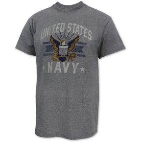 Armed Forces Gear Men's US Navy Vintage Basic Short-Sleeve T-Shirt - Licensed US Navy Shirts for Men (Grey)