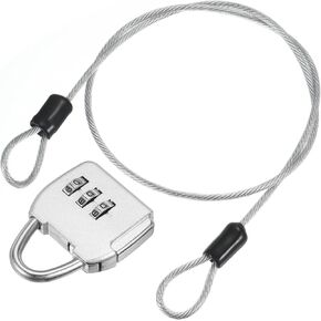 YOKIVE 1 Set 3 Digit Combination Padlock with Security Cables, Outdoor Padlock Steel Lock Chains | Great for Lockers Baggage Bikes (Silver, 1.6Ft)