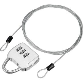 YOKIVE 1 Set 3 Digit Combination Padlock with Security Cables, Outdoor Padlock Steel Lock Chains | Great for Lockers Baggage Bikes (Silver, 1.6Ft)
