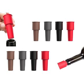 8 Pcs Silicone Wine Stoppers for Bottles,Reusable Sparkling Wine Bottle Stopper, Sparkling Wine Bottle Seal for Keeping Wine Champagne Fresh (Random Colours)