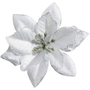 Poinsettia Christmas Decorations Glitter Artificial Poinsettia Flowers for Christmas Tree Decorations(12Pack)(Gold)