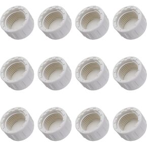 12 PCS 1/2 Inch PVC Cap PVC Fittings White 1/2 Female Adapter Cap PVC Female Thread Pipe End Cap Plug Adapter PVC Threaded Water End Cap Connector for Plumbing Applications Pipe Repair Modification