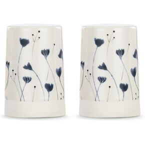 DEMDACO Wildflowers - by Lucinda Wei - 3 Inch Blue/White Stoneware Salt and Pepper Shaker Set