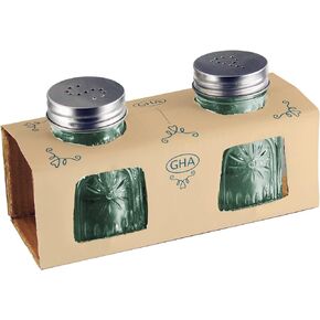 Grant Howard Gaudi Embossed Decorative Glass Salt and Pepper Shakers, Two Set, 4 Ounces, Old Fashioned Jar