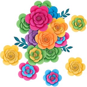 24 Pcs Large Paper Flowers Decorations Artificial 3D Bulletin Board Decorations for Wall Roses Flowers Wall Decor Backdrop DIY Paper Handmade Craft Baby Shower Birthday Decor (Gold)