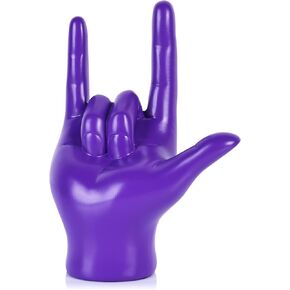 LCCCK Purple I Love You Sign Hand Art Statue and Sculpture Knick Knacks, Modern Funky Desk Bookshelf Tv Stand Cool Decor Aesthetic, Ideal Purple Home Library Coffee Table Decoraciones para Sala