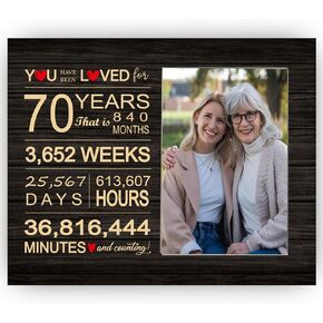You Have Been Loved for 70 Years Picture Frame for Women, 70th Birthday Wooden Photo Frame Gift for Man, Gift for 70th Birthday, 4x6 inch photo