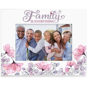 KATE POSH Family Is Everything Picture frame - for Mom, Dad, Grandma, Grandpa, Grandparents, High Gloss UV Print Photo Frame (5x7-Vertical PURPLE)