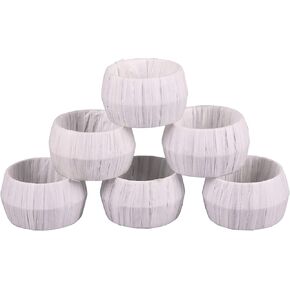 White Handmade Rattan Napkin Rings Round Napkin Ring for Dinning Table Parties, Set of 12