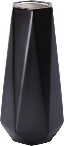 D'vine Dev 8 Inch Matte Black Ceramic Vase, Geometric Handmade Craft Flower Vase with Design Box Packaged, VS-GM-MB-8 in Saudi Arabia