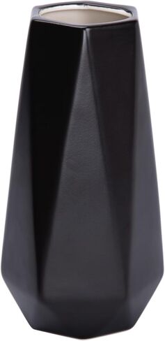 D'vine Dev 8 Inch Matte Black Ceramic Vase, Geometric Handmade Craft Flower Vase with Design Box Packaged, VS-GM-MB-8 in Saudi Arabia