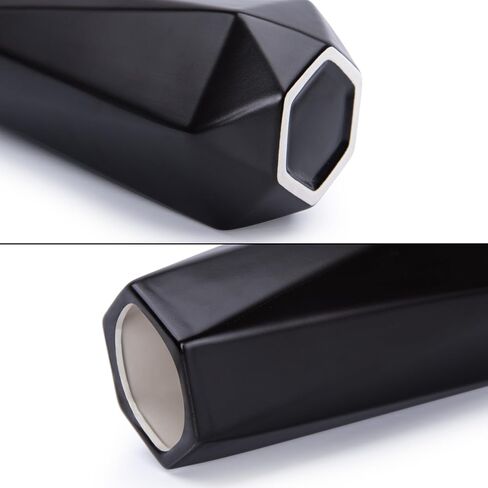 D'vine Dev 8 Inch Matte Black Ceramic Vase, Geometric Handmade Craft Flower Vase with Design Box Packaged, VS-GM-MB-8 in Saudi Arabia
