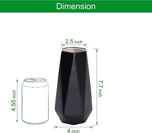 D'vine Dev 8 Inch Matte Black Ceramic Vase, Geometric Handmade Craft Flower Vase with Design Box Packaged, VS-GM-MB-8 in Saudi Arabia