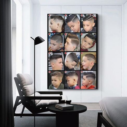 Modern Barber Shop Poster Salon Hair Cut Poster Laminated Men's Hairstyles Poster Painting Canvas Wall Posters Art Picture Print Modern Family Decor Posters 12x18inch(30x45cm) in Saudi Arabia